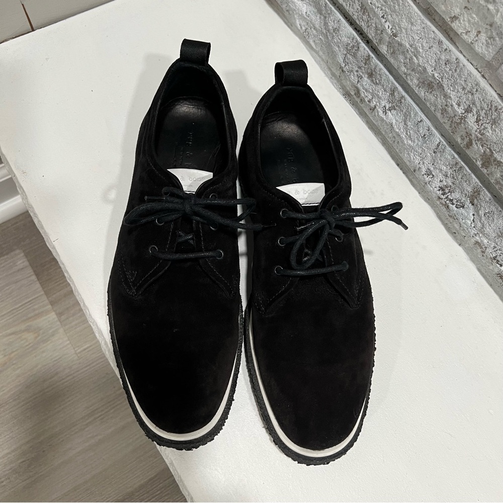 Rag & Bone Elliot Black Suede Leather Lace Tie Oxford Mens Derby Shoes 42 US 9